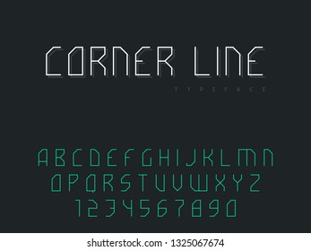Vector latin uppercase alphabet letters and numbers. Abstract linear font