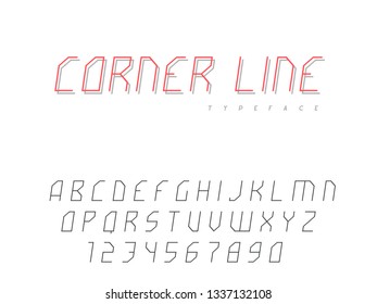 Vector latin uppercase alphabet letters and numbers. Abstract linear font