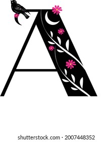 Vektorgrafik mit Blumen und Vogel für die Hochzeit, Grußkarten, Einladungen Vorlage Design