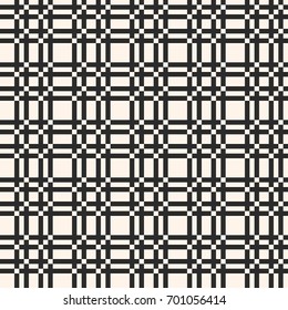 Vector lattice seamless pattern. Abstract geometric texture with interlacing thin lines. Square grid, repeat tiles. Monochrome checkered background. Optical illusion. Design for decor, textile, fabric