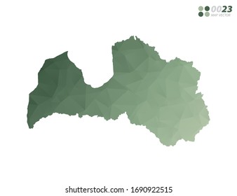 Vector of Latvia map green polygon triangle mosaic with white background. style gradient.