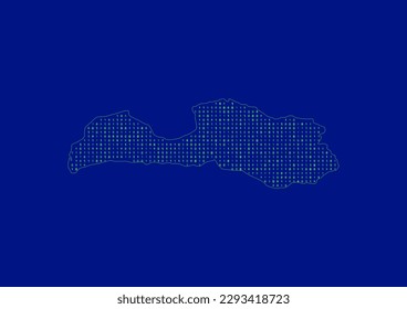 Vector Latvia map for technology or innovation or it concepts. Minimalist country border filled with 1s and 0s. File is suitable for digital editing and prints of all sizes.