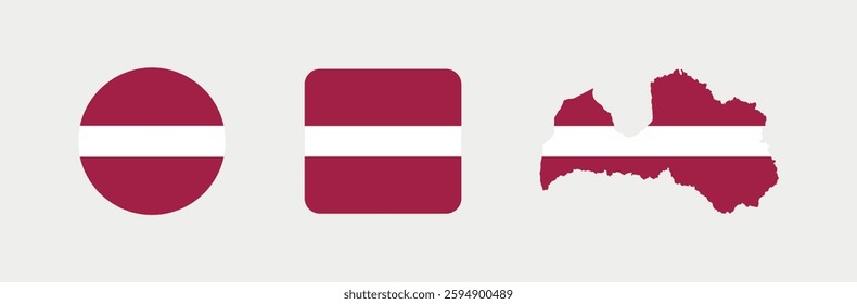 
Vector Latvia National Flag icon collection. Flag set of Latvia various styles.
