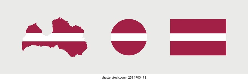 
Vector Latvia National Flag icon collection. Flag set of Latvia various styles.
