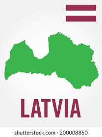Vector Latvian Map and Flag Set