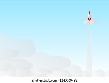 Vector : Launching rockets on blue sky