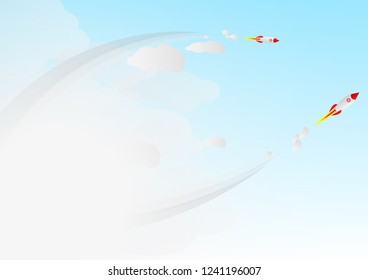 Vector : Launching rockets on blue sky