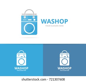 Vector of laundry and bag logo combination. Washing machine and shop symbol or icon. Unique washer and sale logotype design template.