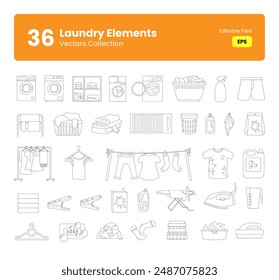 Vector Laundry Elements Illustration Collection. Essential Icons for Laundry Businesses