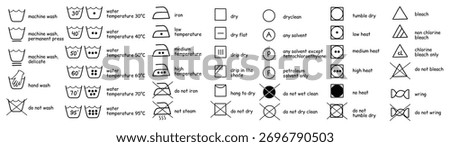 Vector laundry icon. Set of hand drawn vector laundry symbols
