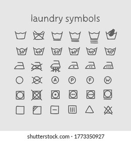 Vector laundry icons, info on clothes. Hand drawing style isolated on a white background.