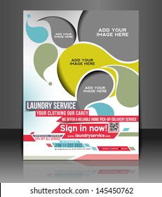 Vector Laundry Service Flyer Magazine Cover & Poster Template.