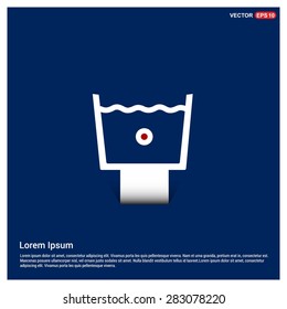 vector laundry symbols 30 C or 80 F icon - abstract logo type icon - white sticker icon on blue background presentation. Vector illustration