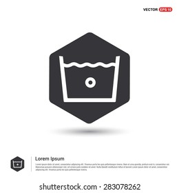 vector laundry symbols 30 C or 80 F icon - abstract logo type icon - hexagon black background. Vector illustration