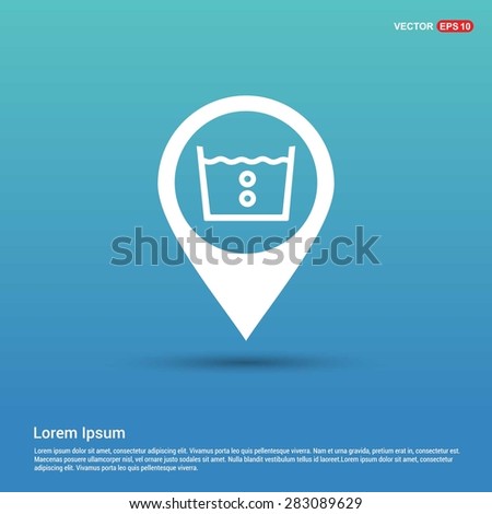 vector laundry symbols 40 C or 105 F Icon - abstract logo type icon - white icon in map pin point showing Folder concept blue background. Vector illustration