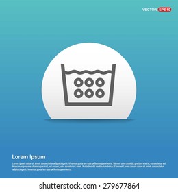 Vector laundry symbols 95 C or 200 F Icon - abstract logo type icon - white sticker on blue background. Vector illustration