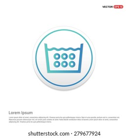 Vector laundry symbols 95 C or 200 F Icon - abstract logo type icon - turquoise icon on white button background. Vector illustration