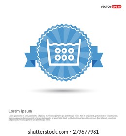 Vector laundry symbols 95 C or 200 F Icon - abstract logo type icon - Retro vintage badge and label Blue background. Vector illustration