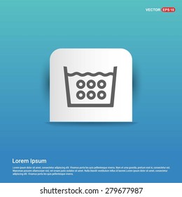 Vector laundry symbols 95 C or 200 F Icon - abstract logo type icon - white sticker on blue background. Vector illustration