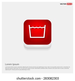 vector laundry symbols Machine Wash Icon - abstract logo type icon - Red abstract 3d button with light board and shadow on gray background. Vector illustration