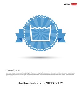 vector laundry symbols Machine Wash Icon - abstract logo type icon - Retro vintage badge and label Blue background. Vector illustration