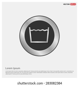 vector laundry symbols Machine Wash Icon - abstract logo type icon - Realistic Silver metal button abstract background. Vector illustration
