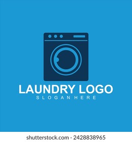Vector laundry washing machine logo for cleaning business