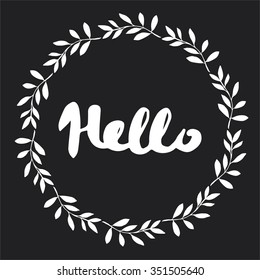 Vector Laurel hand drawn wreath on the chalkboard 