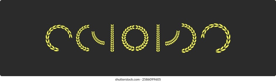 vector laurel leaves, Black circular laurel olive branches, wreaths and branches with leaves. Hand drawing laurel wreaths and branches collection. Laurels wreaths.