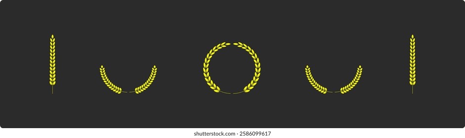 vector laurel leaves, Black circular laurel olive branches, wreaths and branches with leaves. Hand drawing laurel wreaths and branches collection. Laurels wreaths.