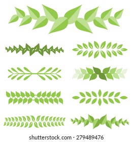 Vector laurel leaves icon set, flat design