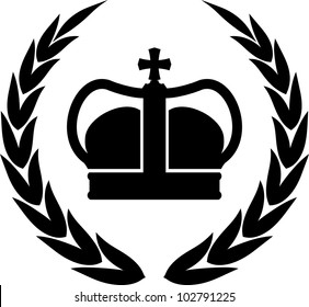Vector laurel wreath and crown isolated on white
