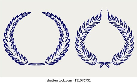 Vector laurel wreath. Doodle style