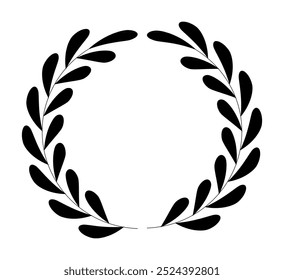 Vector laurel wreath isolated on transparent background. A laurel wreath icon, symbol of victory and achievement. Vintage design element for medals, awards, coat of arms or anniversary logo silhouette