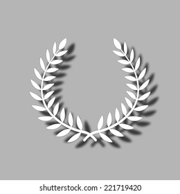 Vector laurel wreath on grey background.