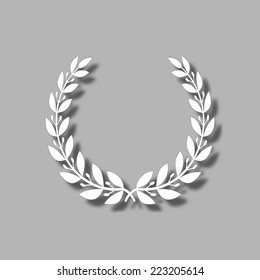 Vector laurel wreath on grey background.