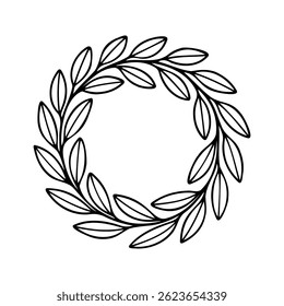 Vector laurel wreath. round frame with laurel branches. isolated background