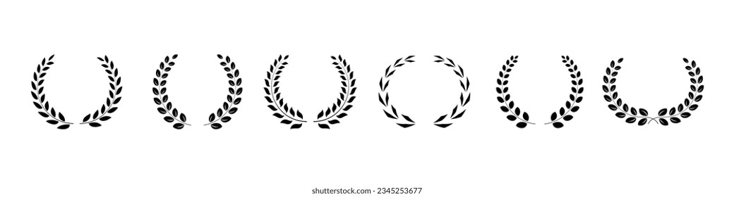 Vector laurel wreath set. Olive branches decorative elements.