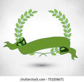 Vector laurel wreath.Laurel wreath with ribbon.
