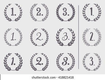 Vector laurel wreaths collection first second third place 