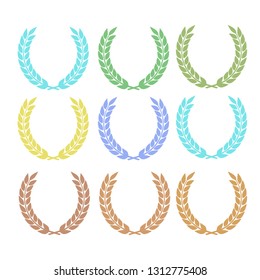 Vector laurel wreaths for heraldry antiquity award. Vector medal and award icons set