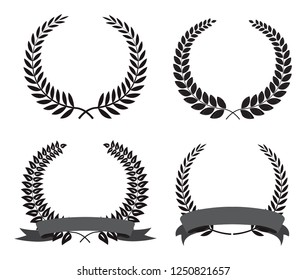 Vector laurel wreaths with ribbon