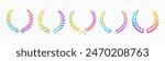 Vector laurels set. Multi colored laurels branches. Laurel wreath gradient silhouette. Trophy award, winner emblem