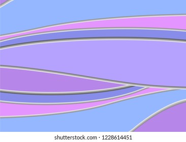 Vector lavender cut background. Abstract lilac print design with waves. Wavy gentle purple wallpaper