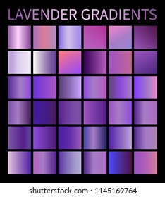Vector Lavender gradients set for design  Collection purple violet lilac gradient swatches for backgrounds  cover  frame  ribbon  banner  label  flyer  card  poster  effects etc 