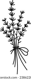 Icono de línea de lavanda vectorial. Hermosa flor de jardín ilustración en blanco y negro o página de color
