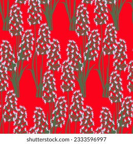 Vector - Lavender plant with leaves seamless pattern, floral illustration.