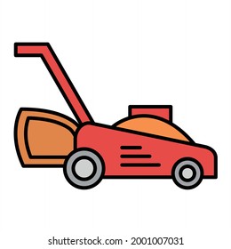 Vector lawnmower Filled Outline Icon Design
