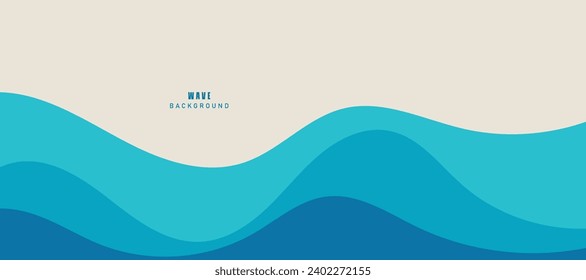 Vector layered blue water wave banner template
