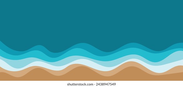 Vector layered blue water wave banner template